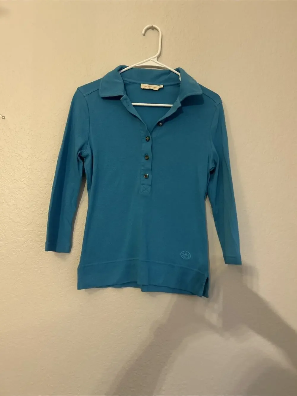 Tory Burch Top Women small Polo Three Quarter Sleeve Button Front Casual Knit